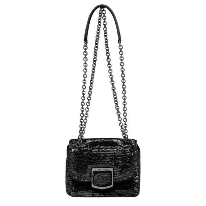 Women\'s Longchamp Brioche Party XS Crossbody Bags Black | 52RMYCSQD