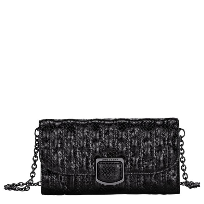 Women\'s Longchamp Brioche Serpent Wallets Black | 23GMWJEDX