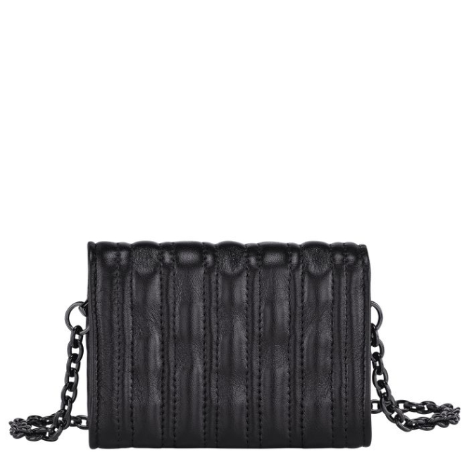 Women's Longchamp Brioche Wallets On Chain Black | 21KQJHMVR