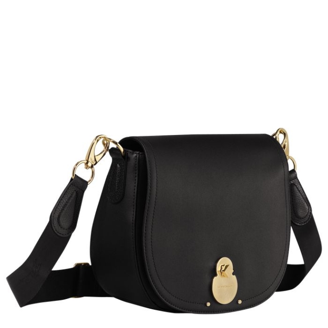 Women's Longchamp Cavalcade M Crossbody Bags Black | 35XZVCOAT