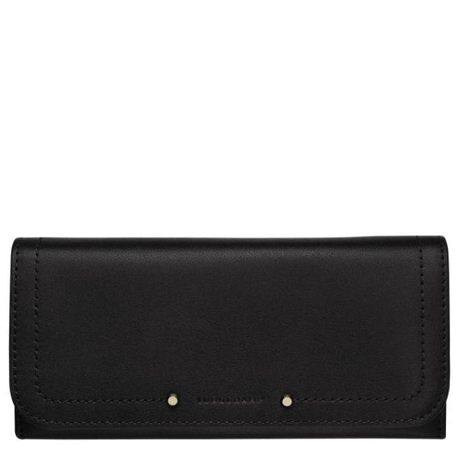 Women\'s Longchamp Cavalcade Wallets Black | 53HXSAQYN