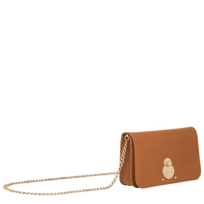 Women's Longchamp Cavalcade Wallets On Chain Beige | 24NXYFIZG