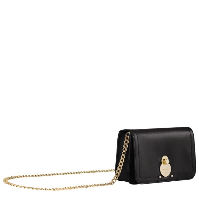 Women's Longchamp Cavalcade Wallets On Chain Black | 26YNLJXMO