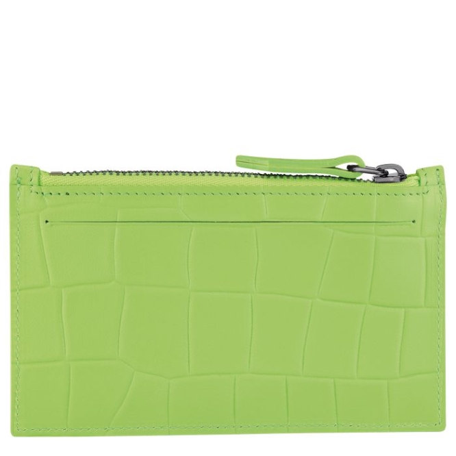 Women's Longchamp Croco Block Cardholders & Coin Purses Green | 97NIUGDWJ