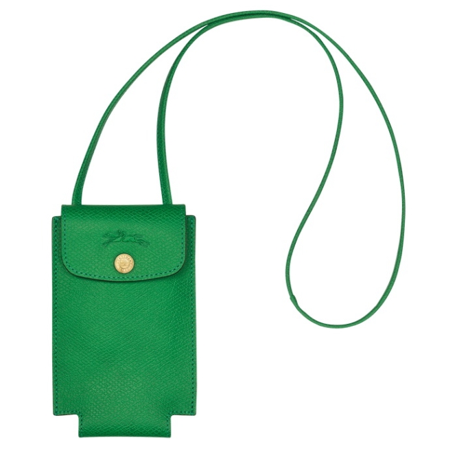 Women\'s Longchamp Cuir De Russie Phone Cases Green | 61MJLNXYE