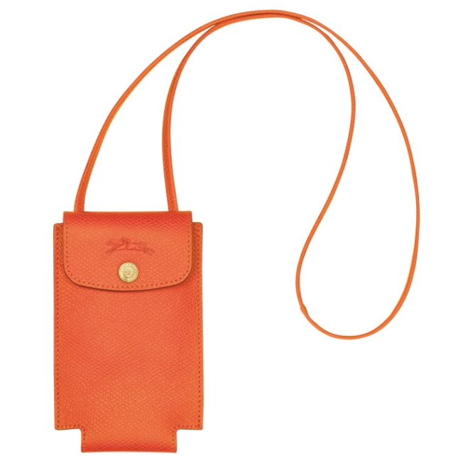 Women\'s Longchamp Cuir De Russie Phone Cases Orange | 63XFVAYNC