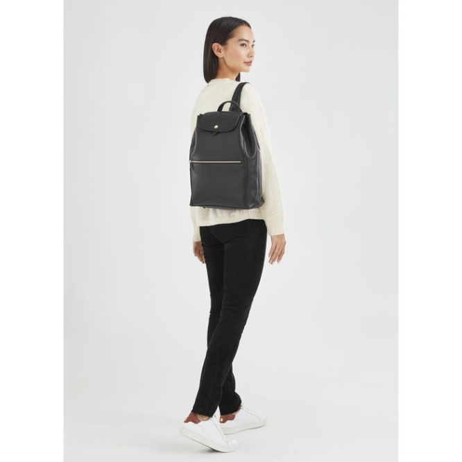 Women's Longchamp Le Foulonné Backpacks Black | 34LGJFBDR