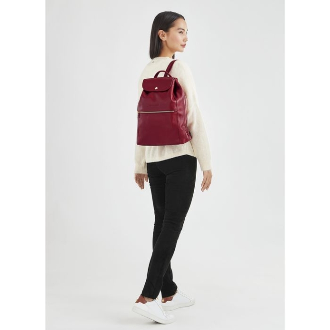 Women's Longchamp Le Foulonné Backpacks Red | 54YJXABZG