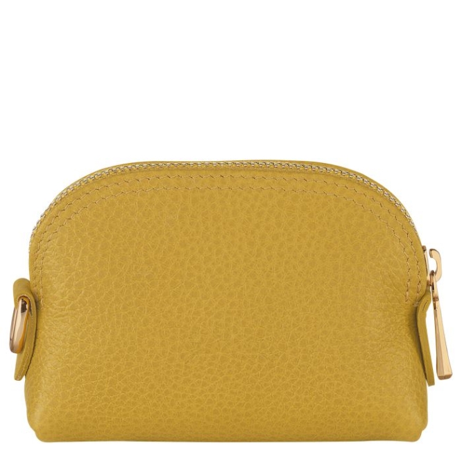 Women's Longchamp Le Foulonné Cardholders & Coin Purses Yellow | 17RNHUVAW