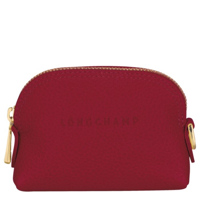 Women\'s Longchamp Le Foulonné Cardholders & Coin Purses Red | 65XPUCZRK