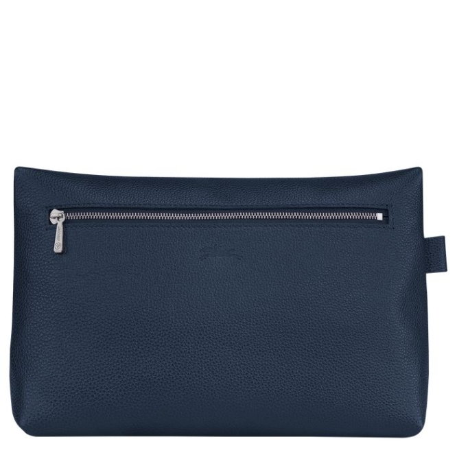 Women's Longchamp Le Foulonné Toiletry Bags Navy | 90LNEQMWS