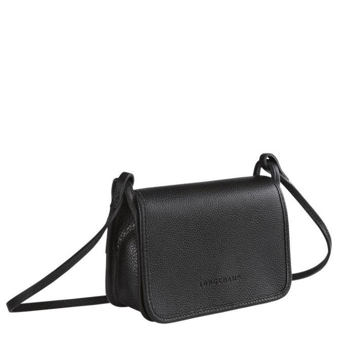 Women's Longchamp Le Foulonné Wallets On Chain Black | 23AMIBWKX