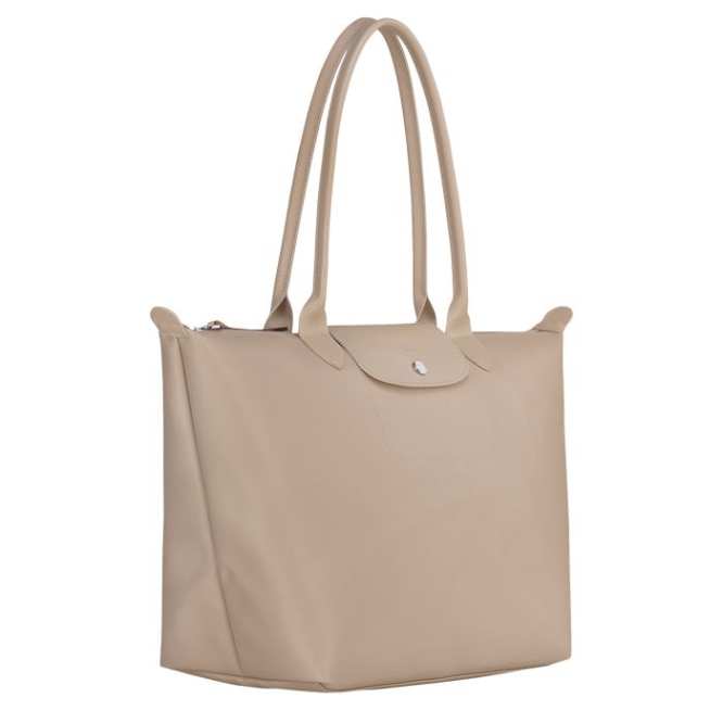 Women's Longchamp Le Pliage City L Shoulder Bags Beige | 48HQNSWLB