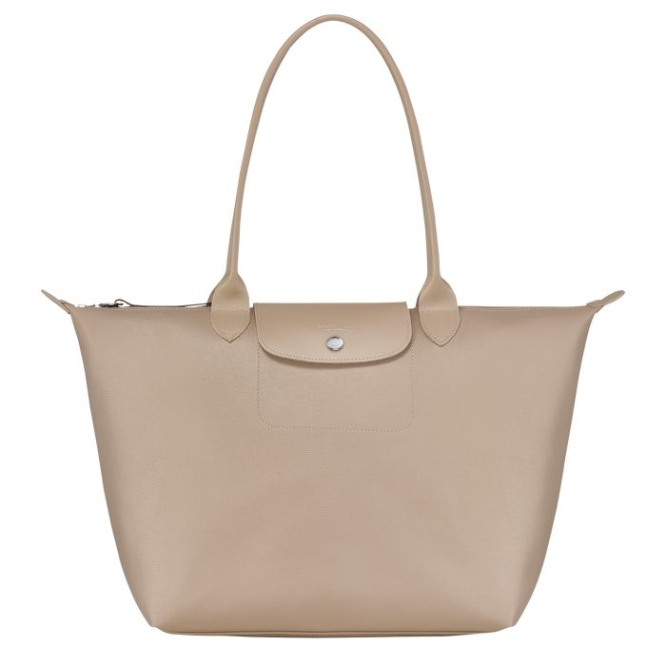 Women\'s Longchamp Le Pliage City L Shoulder Bags Beige | 48HQNSWLB