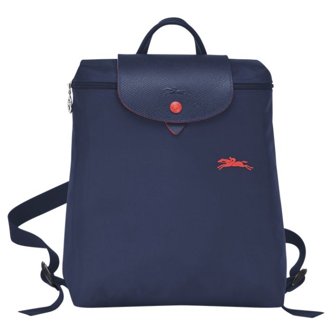 Women\'s Longchamp Le Pliage Club Backpacks Navy | 32SHJINMR