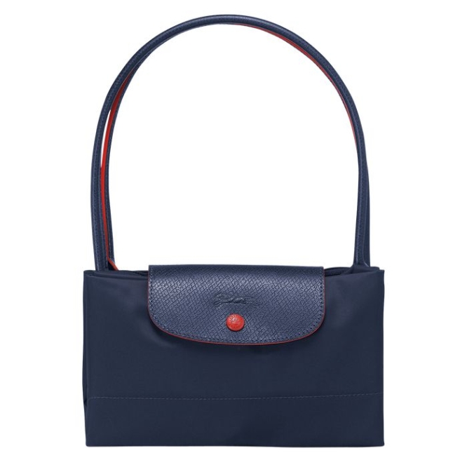 Women's Longchamp Le Pliage Club L Shoulder Bags Navy | 09NYFLEXI