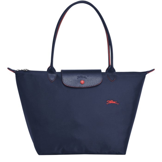 Women\'s Longchamp Le Pliage Club L Shoulder Bags Navy | 09NYFLEXI