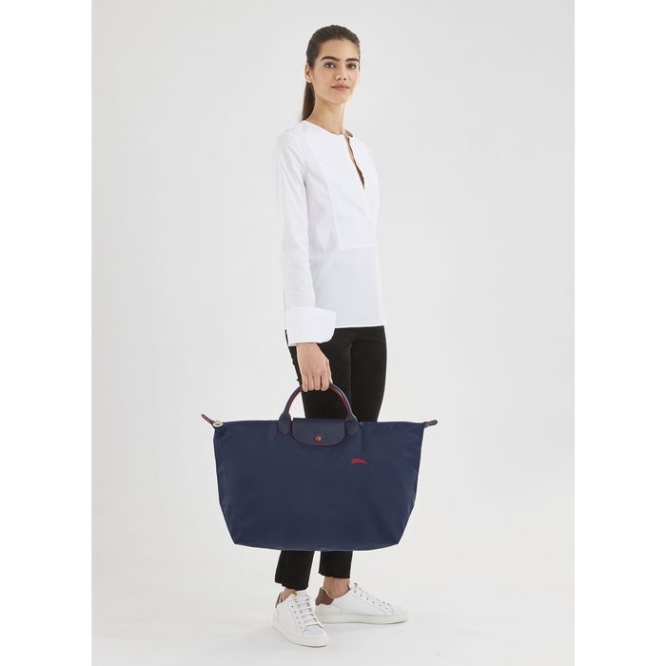 Women's Longchamp Le Pliage Club L Travel Bags Navy | 79WNLKRDJ