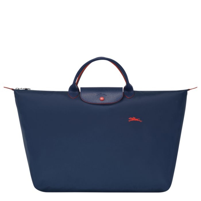 Women\'s Longchamp Le Pliage Club L Travel Bags Navy | 79WNLKRDJ