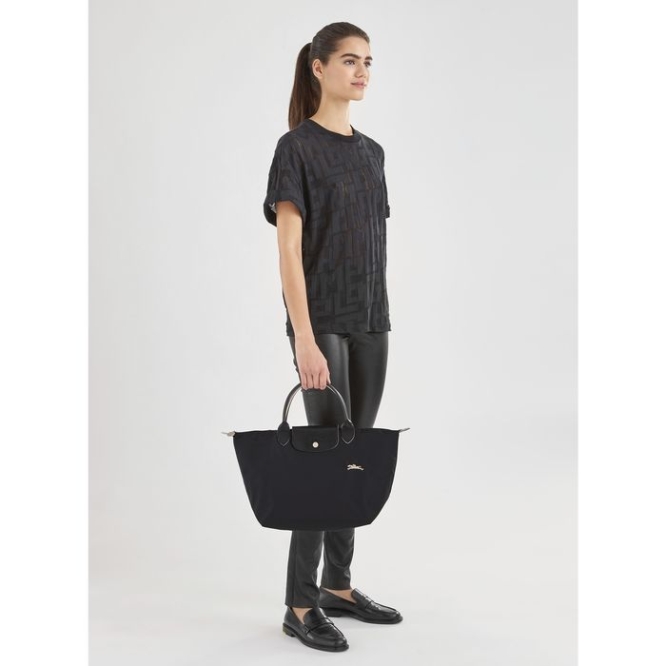 Women's Longchamp Le Pliage Club M Top-handle Bags Black | 19QHBFPUN