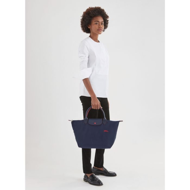 Women's Longchamp Le Pliage Club M Top-handle Bags Navy | 78AXLYKBW