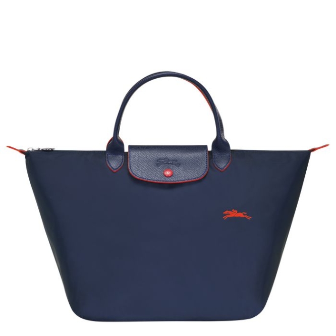 Women\'s Longchamp Le Pliage Club M Top-handle Bags Navy | 78AXLYKBW