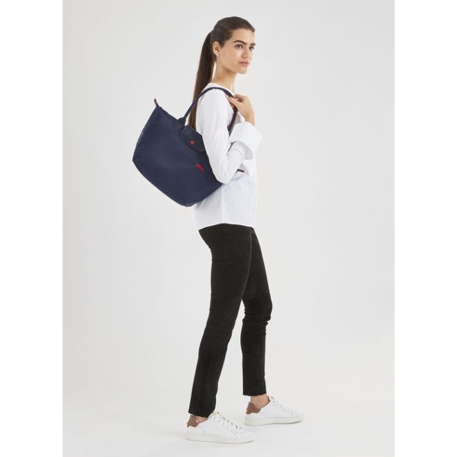 Women's Longchamp Le Pliage Club S Shoulder Bags Navy | 35CGAOSNK