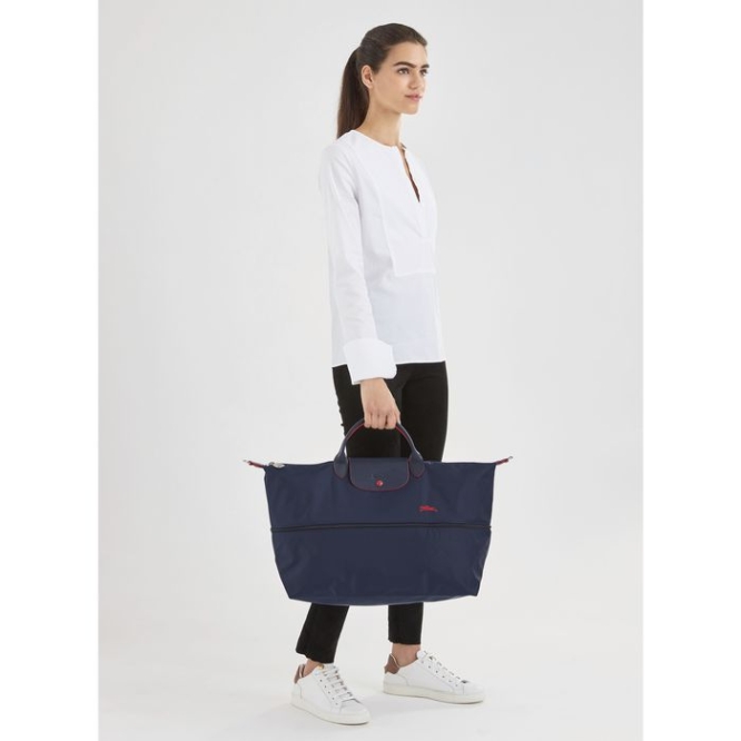 Women's Longchamp Le Pliage Club Travel Bags Navy | 45NIQRABP