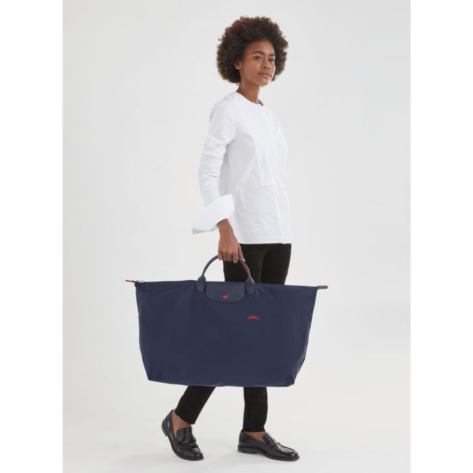 Women's Longchamp Le Pliage Club XL Travel Bags Navy | 24ZMOGNEB