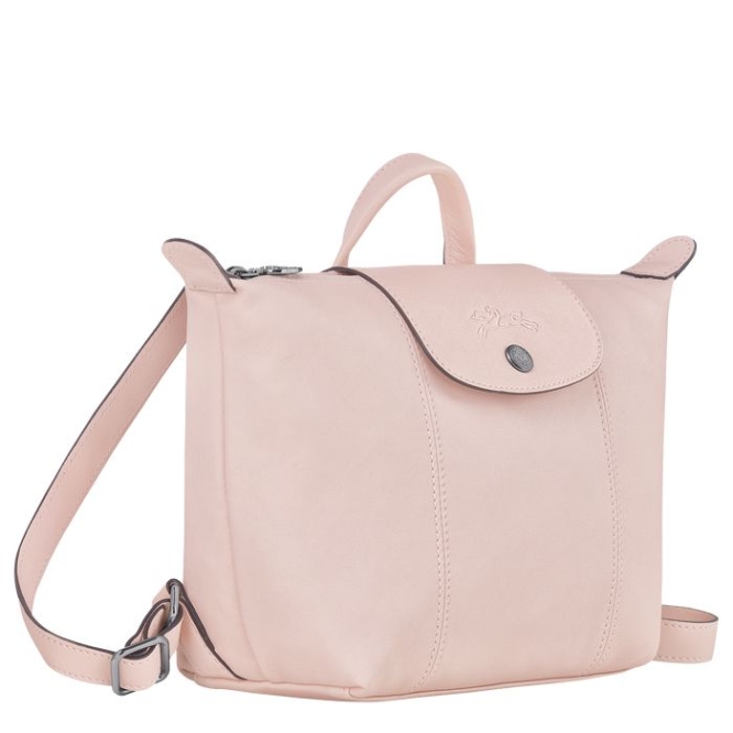 Women's Longchamp Le Pliage Cuir Backpacks Pink | 03WKSRIBL