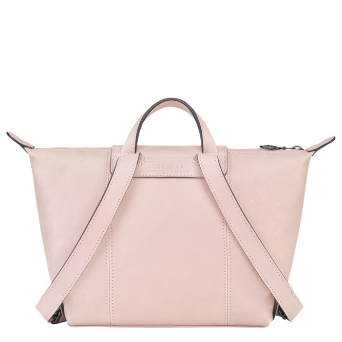 Women's Longchamp Le Pliage Cuir Backpacks Pink | 03WKSRIBL