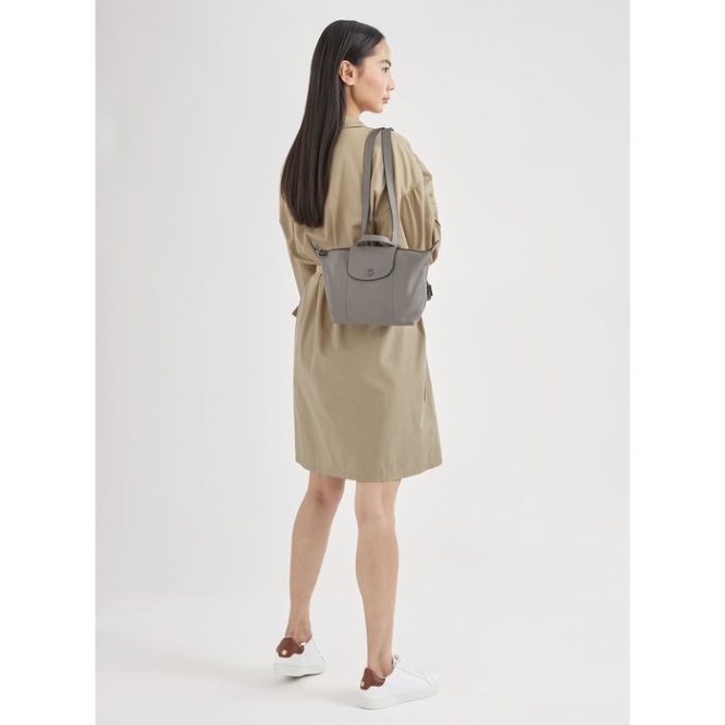 Women's Longchamp Le Pliage Cuir Backpacks Grey | 20PGEMUNZ