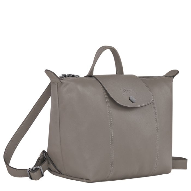 Women's Longchamp Le Pliage Cuir Backpacks Grey | 20PGEMUNZ