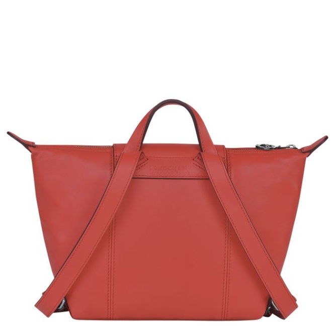 Women's Longchamp Le Pliage Cuir Backpacks Red | 76JEQPIWO