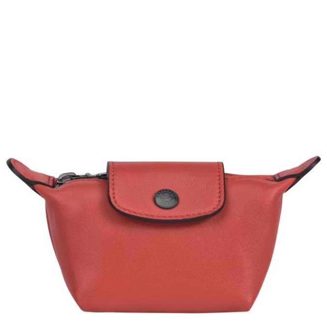 Women\'s Longchamp Le Pliage Cuir Cardholders & Coin Purses Red | 89EMJSPYZ