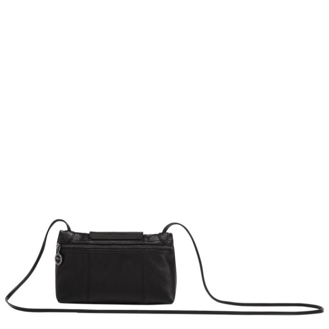 Women's Longchamp Le Pliage Cuir Crossbody Bags Black | 08WPVSDMC