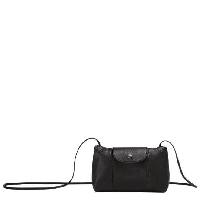 Women\'s Longchamp Le Pliage Cuir Crossbody Bags Black | 08WPVSDMC