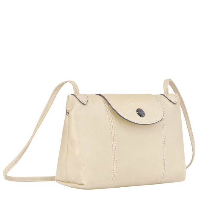 Women's Longchamp Le Pliage Cuir Crossbody Bags Beige | 13XMCPDJF