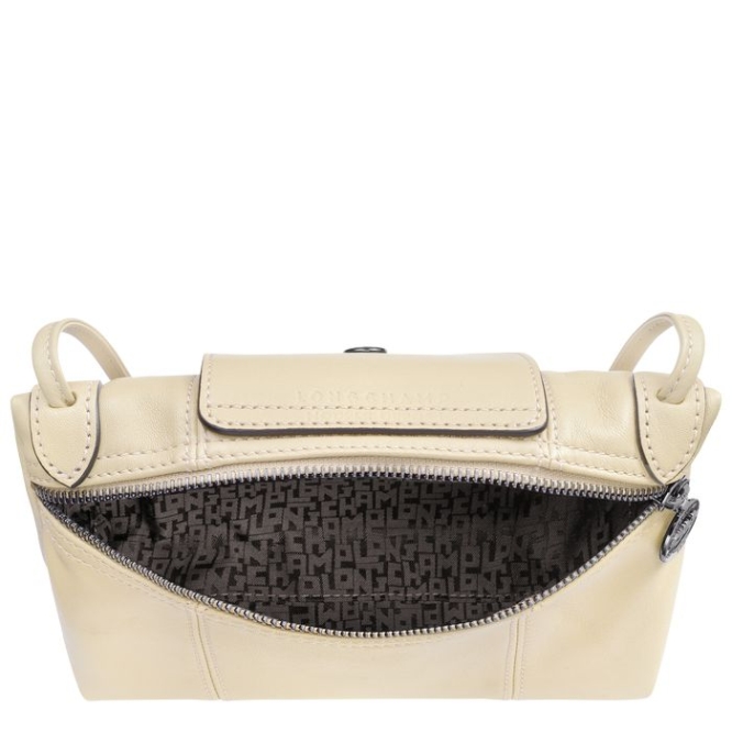 Women's Longchamp Le Pliage Cuir Crossbody Bags Beige | 13XMCPDJF