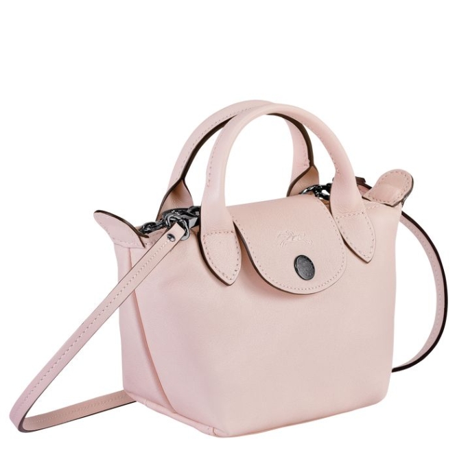 Women's Longchamp Le Pliage Cuir Crossbody Bags Pink | 19CJFIDTN