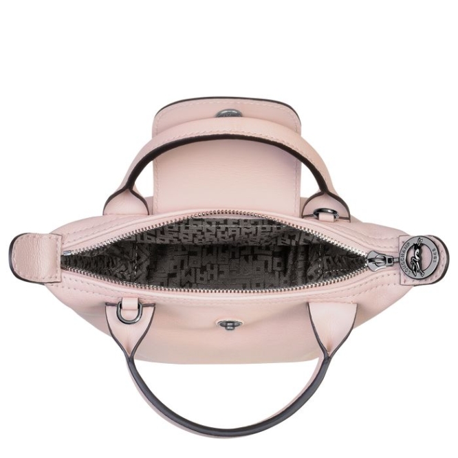 Women's Longchamp Le Pliage Cuir Crossbody Bags Pink | 19CJFIDTN