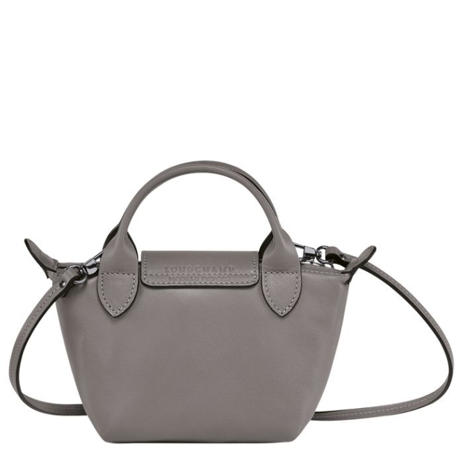 Women's Longchamp Le Pliage Cuir Crossbody Bags Grey | 24XQUJHCE