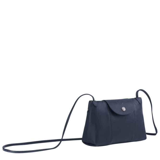 Women's Longchamp Le Pliage Cuir Crossbody Bags Navy | 34MJBIVHD