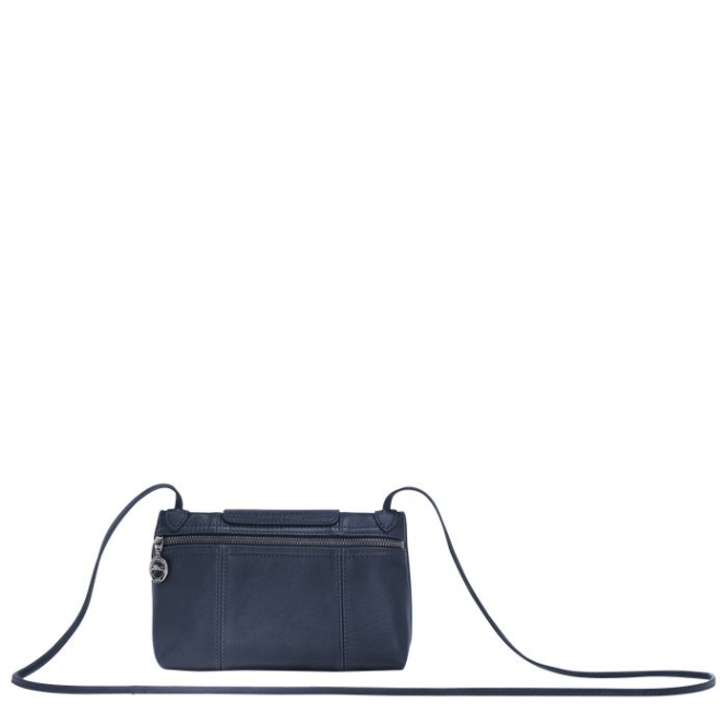 Women's Longchamp Le Pliage Cuir Crossbody Bags Navy | 34MJBIVHD