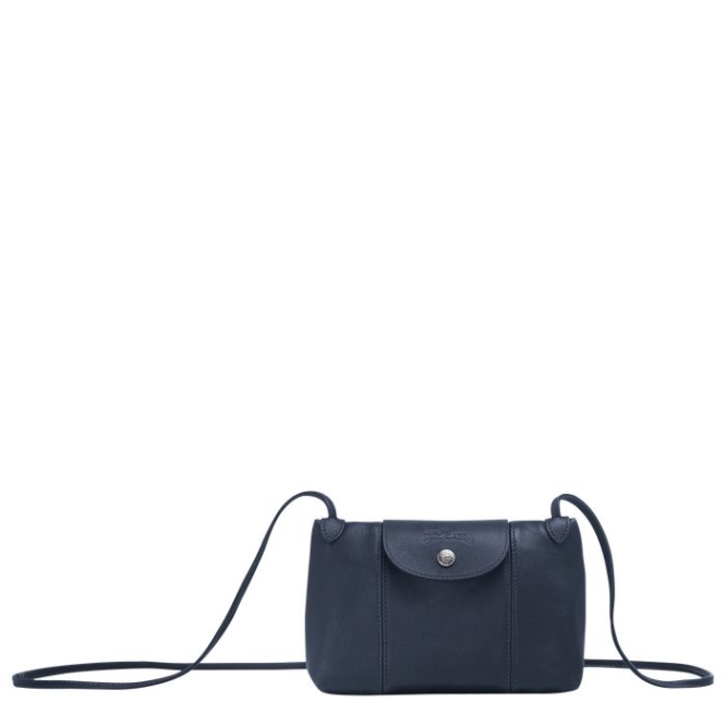 Women\'s Longchamp Le Pliage Cuir Crossbody Bags Navy | 34MJBIVHD