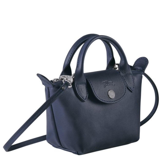 Women's Longchamp Le Pliage Cuir Crossbody Bags Navy | 38BKSOFLX