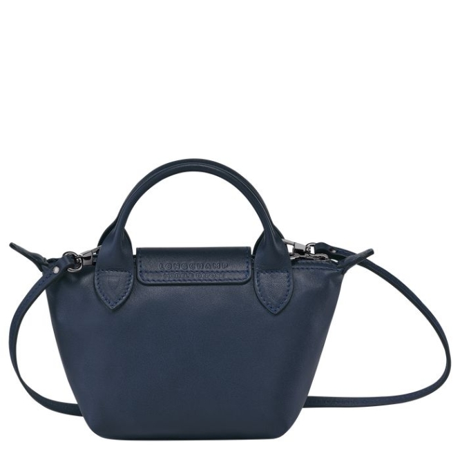 Women's Longchamp Le Pliage Cuir Crossbody Bags Navy | 38BKSOFLX