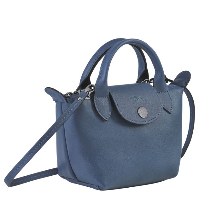 Women's Longchamp Le Pliage Cuir Crossbody Bags Blue | 38FIQAMCS