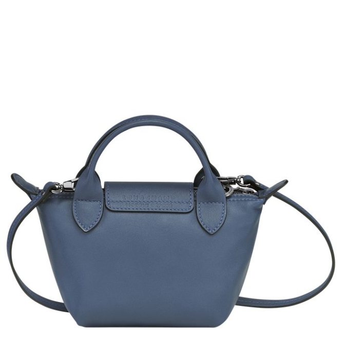 Women's Longchamp Le Pliage Cuir Crossbody Bags Blue | 38FIQAMCS