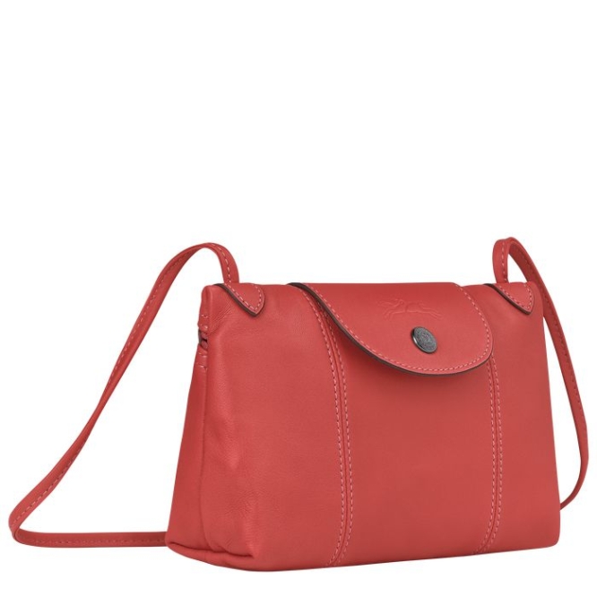 Women's Longchamp Le Pliage Cuir Crossbody Bags Red | 43JPAFYSE